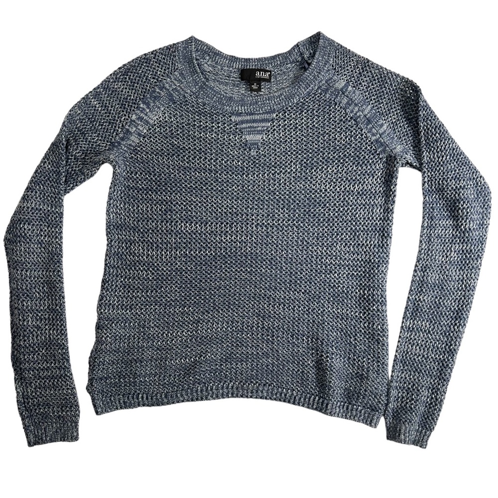 🖤 a.n.a A New Approach Blue Open Knit Crochet Long Sleeve Pullover Sweater